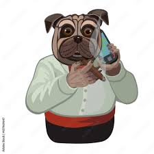 dog pug talking on a cell phone dog