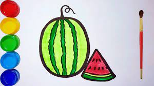 VẼ VÀ TÔ MÀU QUẢ DƯA HẤU - CÁCH VẼ QUẢ DỨA HẤU - Dạy Bé Vẽ Quả Dưa Hấu -  How To Draw Watermelon - Dạy vẽ cho bé tự học tại nhà - Foci