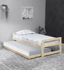 simple pine trundle bed in maple