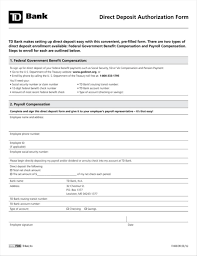 014 Direct Deposit Authorization Form Template Td Sample