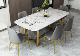 Jacob Marble Top Dining Table Gold Base