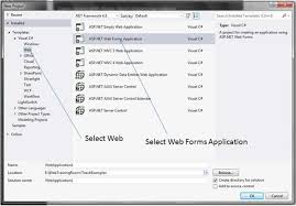 asp net web form tutorial using c exle