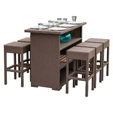 Milton 7pc Wicker Patio Bar Set Brown