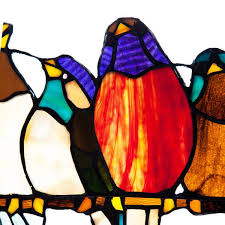 River Of Goods Birds On A Wire Stained Glass Window Panel