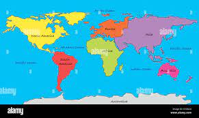 Continents world map hi-res stock photography and images - Alamy