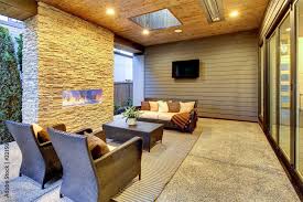 Luxury Modern Deck Exterior With Stone