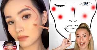 drawing letters on your face with blush