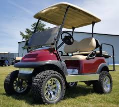 48v Electric Maroon Golf Cart Club Car Precedent W Light Kit Rear Flip Seat