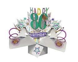 happy 80th birthday pop up greeting