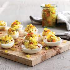 deviled eggs with sweet pickle relish