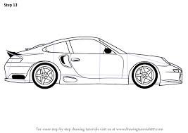 how to draw a porsche car side view