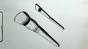 how to draw makeup brush with 3d effect