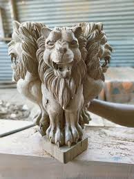 Carved Wood Wall Art Lion Sculpture
