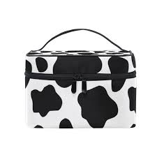 cow print travel makeup bag udderly