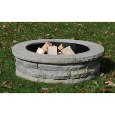Nantucket Pavers Ledgestone 47 In X 14 In Round Concrete Wood Fuel Fire Pit Ring Kit Gray Variegated