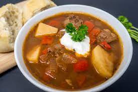 german goulash soup gulaschsuppe in a