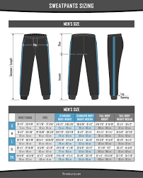 sweatpants size chart for women and men