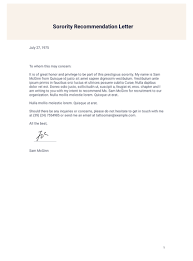 Sorority Recommendation Letter Template Pdf Templates