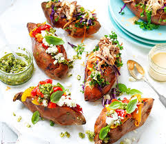 This action in turn lowers the glycemic index of the sweet potato and helps keep blood. Move Over Jacket Potato Try These Three Stuffed Sweet Potato Recipes Myfoodbook Food Stories