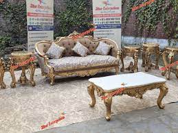 3 seater teak wood luxurious sofa set