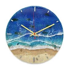 Beach Wall Clock With Resin And Sand