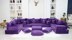 Purple U Shaped Floor Seating Sofas