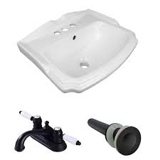 Renovator S Supply White Small Wall Mount Sink With Black Faucet And Drain 47332