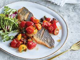 pan seared branzino with tomato and capers