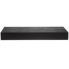 Black Floating Wood Wall Shelf 24