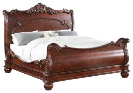 sleigh king bed cherry color with
