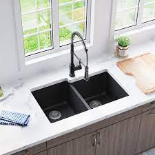 double bowl quartz granite kitchen sink