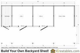 Two stall horse barn plans give you a way to house two horses in separate stalls. 3 Stall Horse Barn Plans With Lean To And Tack Room 3rd Bay Open