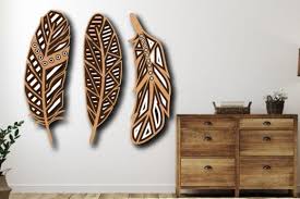 Three Feathers Layered 3d Wood Wall Art