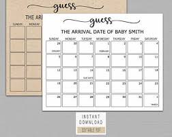 Gold Green Guess Baby Due Date Calendar Game Printable