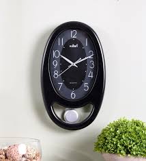 Black Plastic Oval Shape Pendulum Clock