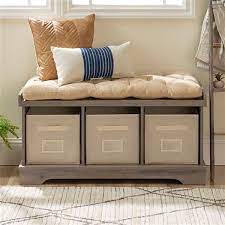 Walker edison modern farmhouse entryway shoe storage bench totes upholstered cushion hallway organizer, 42 inch, grey wash 4.5 out of 5 stars 569 $179.30 $ 179. Walker Edison Transitional Modern Farmhouse Wood Entryway Storage Bench With Cushion And Totes Lw42stcgw Rona