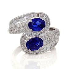 18kt white gold blue sapphire and
