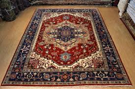 natural wool rust blue oriental carpet