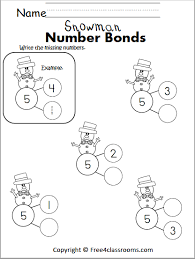 free snowman number bonds worksheet