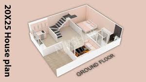 500 sqft design 20x25 house plan 3d map