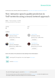Pdf Non Intrusive Speech Quality Prediction In Voip