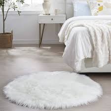 white round faux fur rug