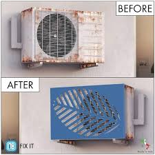 This cover gets pizzazz from a bit of decorative paper, which makes the ac unit blend seamless into this blogger's gallery wall. Cover For Air Conditioner
