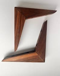 Mid Century Walnut Wood Shelf Brackets