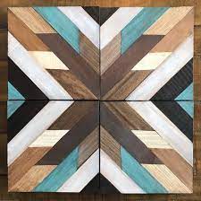 wood wall art aztec design with teal