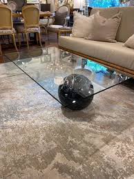 Glass Top Coffee Table With Marble Ball