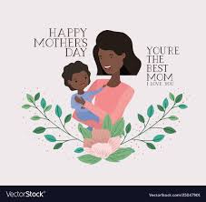 Mothers Day Card With Black Mother And Daughter