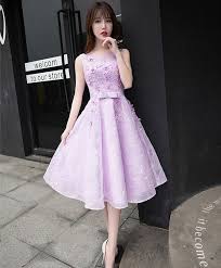 Light Purple Lace A Line Short Prom Dress Evening Dress Shopluu