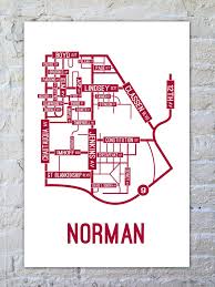 Norman Oklahoma Street Map Print University Of Oklahoma