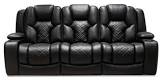 Axel Leather-Look Fabric Power Reclining Sofa with Power Headrest - Black The Brick